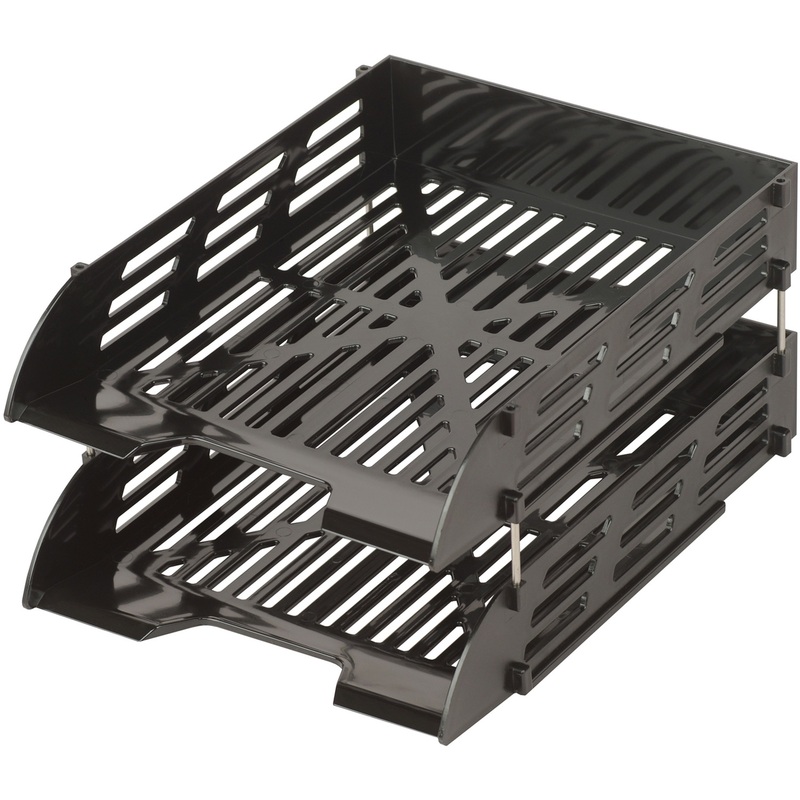 Изображение товара Лоток горизонтальный для бумаг Attache пластиковый черный (2 штуки в упаковке)