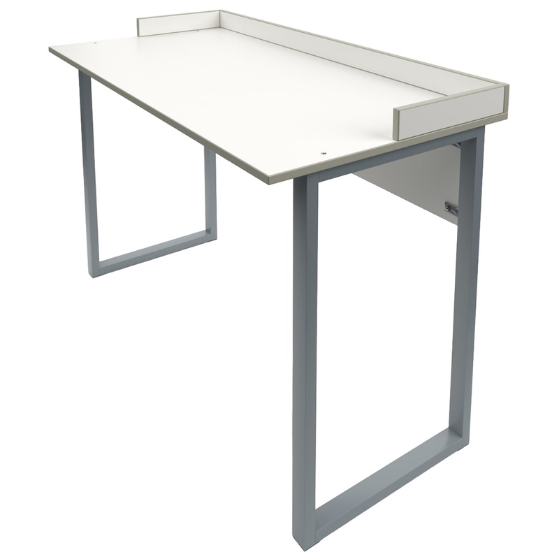 Изображение товара Учебный стол двухместный с бортиком белый/серый Россия