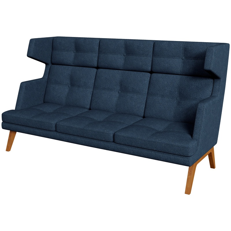 Изображение товара Диван трехместный Лаунж Bev3H темно-синий (ткань)