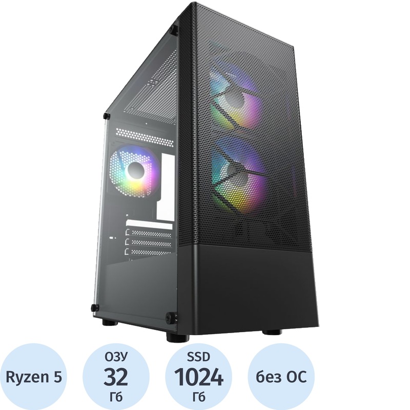 Изображение товара Системный блок BigTech 7TF Ryzen 5 7500F 32 ГБ SSD 1024 ГБ без ОС