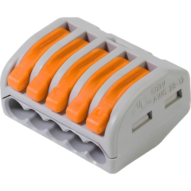 Изображение товара Клемма Wago 222-415 5-проводная с рычагом (40 штук в упаковке)