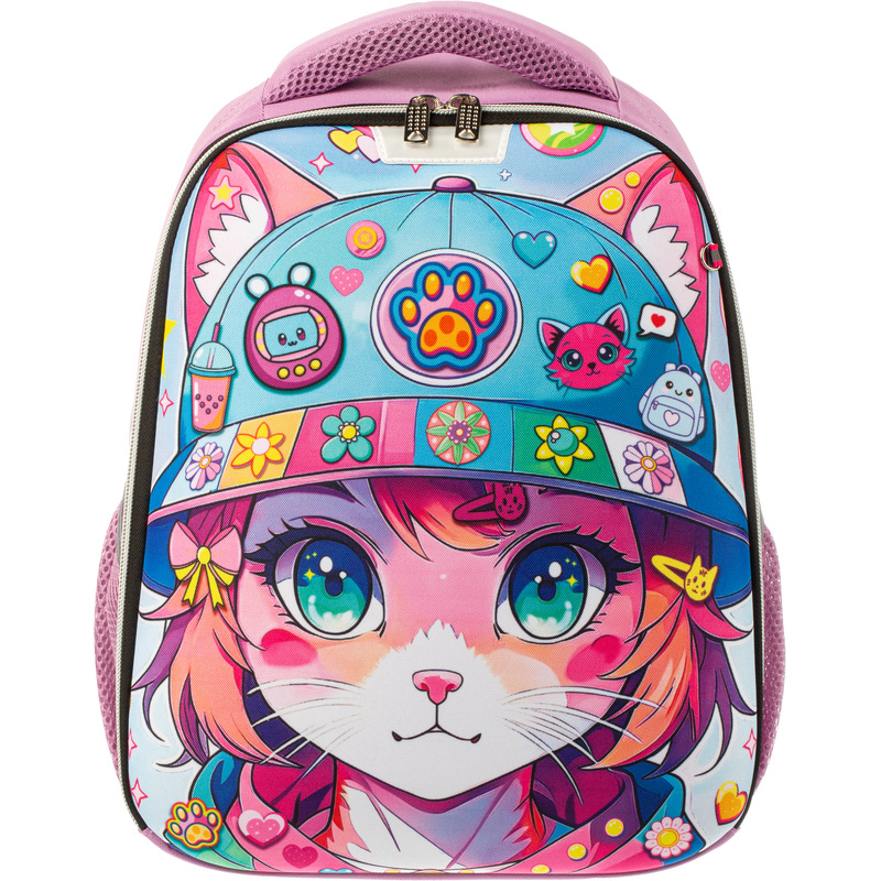 Изображение товара Ранец Комус Класс Light1 для девочек анатомический фиолетовый с рисунком кошка
