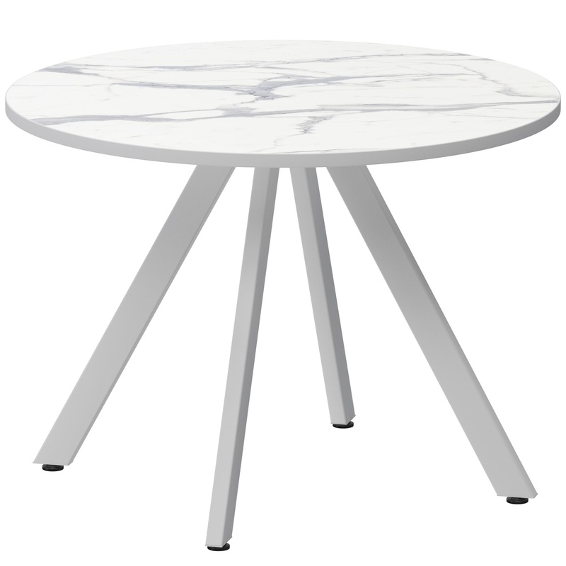 Изображение товара Обеденный круглый стол Байкал Мини белый мрамор 80x80 см металлокаркас с регулируемой высотой