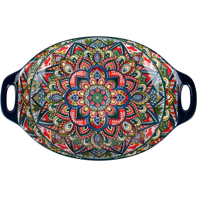 Изображение товара Фарфоровое сервировочное блюдо с ручками Nouvelle Home Arabesque 31x20 см