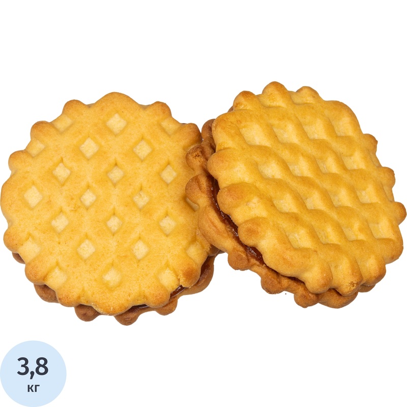 Изображение товара Печенье сдобное Дымка Домашние вафельки с апельсиновой начинкой 3.8 кг