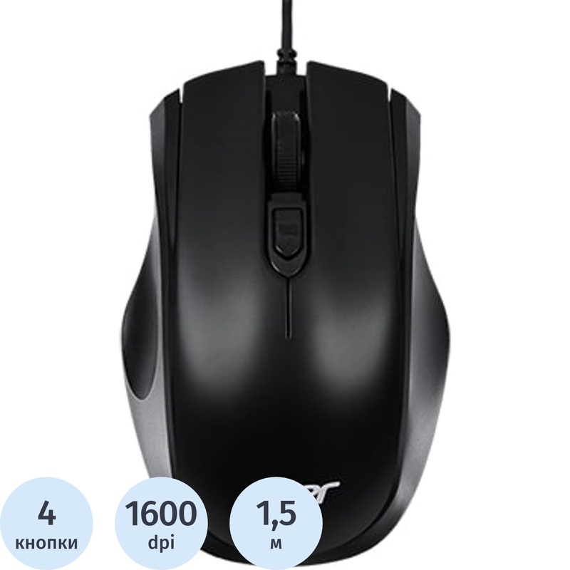 Изображение товара Компьютерная мышь Acer OMW020 черная с разрешением 1600 dpi, USB