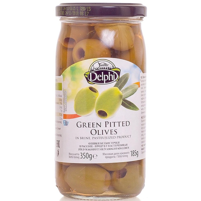 Изображение товара Оливки Delphi без косточки в рассоле 350 г крупный калибр Колоссал Греция
