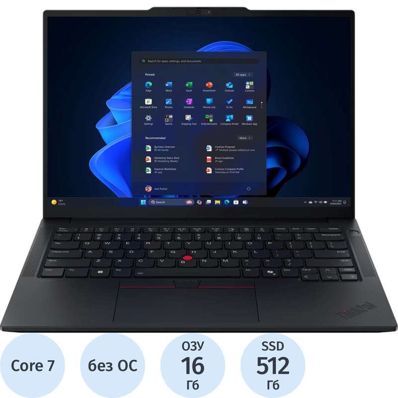 Изображение товара Ноутбук Lenovo ThinkPad E14 G7 14" чёрный Intel Core 7 240H/16 ГБ/SSD 512 ГБ (21T9006FIG)