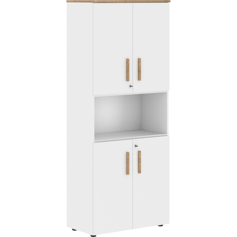 Изображение товара Шкаф для документов Forta FHC80.4(Z) полузакрытый дуб гамильтон белый премиум 802х429х1983 мм