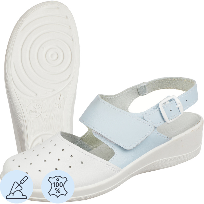Изображение товара Женские сабо Бэлла натуральная кожа бело-голубые размер 39 медицинские и повседневные
