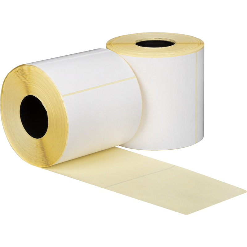 Изображение товара Термотрансферные этикетки 105x100 мм бумажные полуглянцевые белые 18 рулонов по 500 штук
