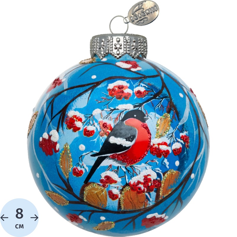 Изображение товара Ёлочный шар новогодний Коломеев Зимнее чудо стекло голубой 8 см праздничное украшение