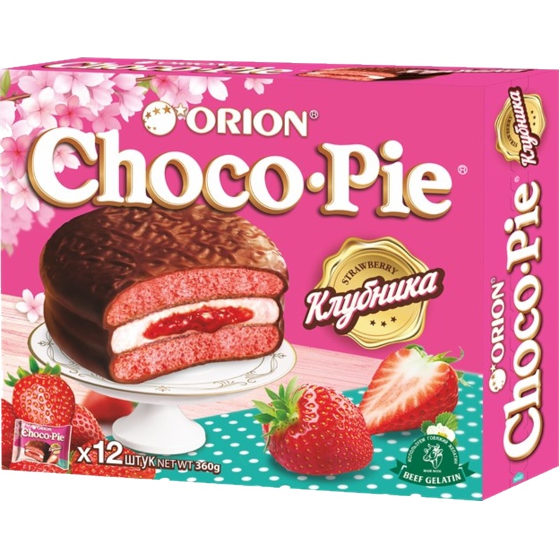 Изображение товара Пирожное Orion Choco Pie с клубникой 360 г