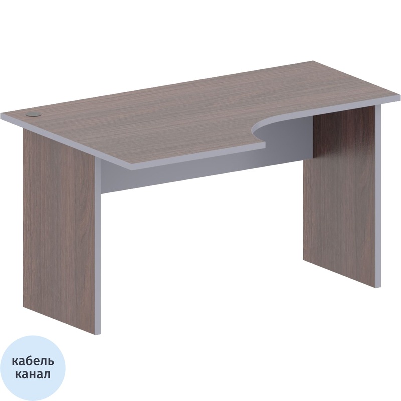 Изображение товара Эргономичный левый стол Комус Мебель Easy to Lead 438.259 серый дуб тёмный 1400x900 мм