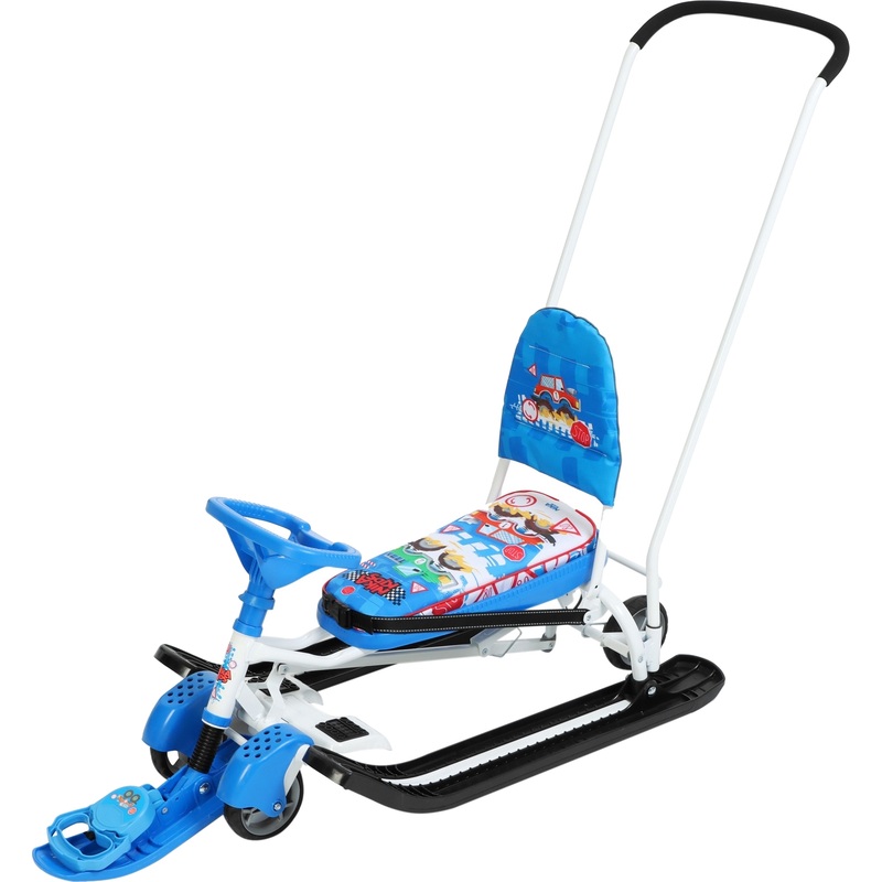 Изображение товара Снегокат детский с колёсами и ручкой Nika Тимка Спорт 6 с машинками