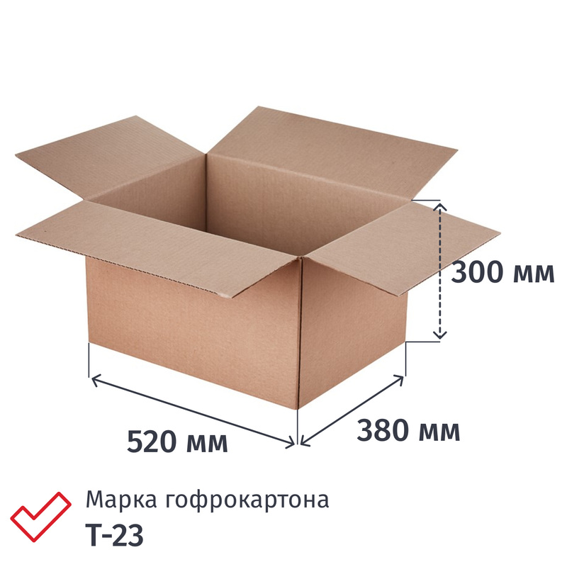 Изображение товара Гофрокороб 520х380х300 мм Т-23 профиль B бурый (10 штук в упаковке)