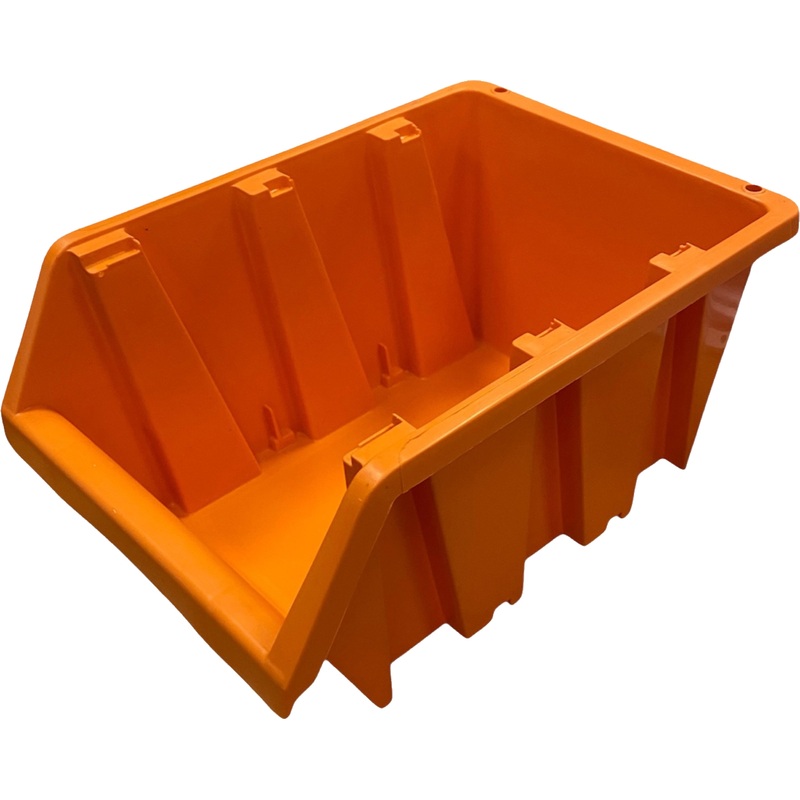 Изображение товара Ящик (лоток) универсальный полипропиленовый 187х115х87 мм оранжевый c планкой (12 штук в упаковке)