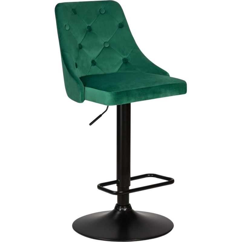 Изображение товара Стул барный DOBRIN JOSEPH BLACK зелёный/чёрный (велюр, металл)