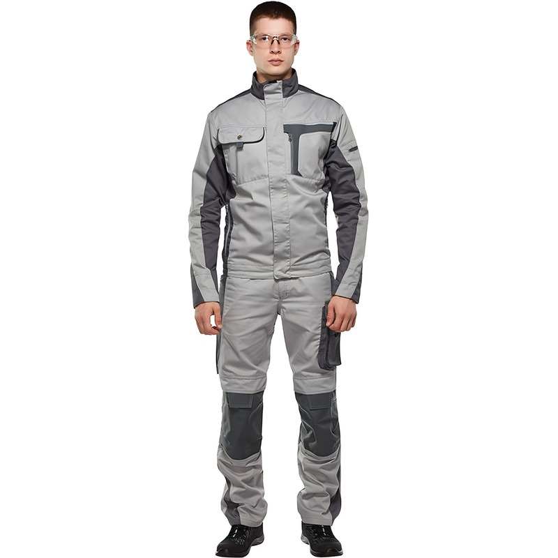 Изображение товара Куртка рабочая летняя мужская л33-КУ со светоотражающим кантом серая (размер 96-100 (48-50), рост 182-188)