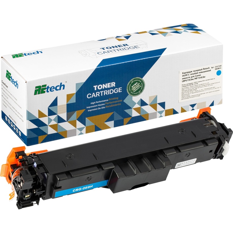 Изображение товара Картридж лазерный Retech 069H C для Canon голубой повышенной ёмкости