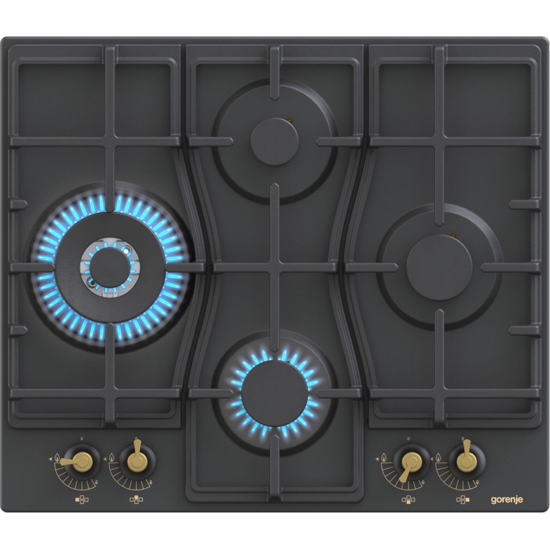 Изображение товара Газовая варочная панель Gorenje GW6D42CLB 4 конфорки дизайн эмаль безопасность