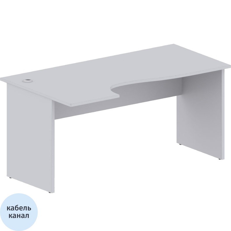 Изображение товара Эргономичный левый стол Комус Мебель Easy to lead Easy One 874.875 серый 1600х900х743 мм