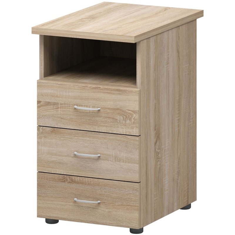 Изображение товара Тумба приставная Бюджет 2557 дуб сонома 400х600х740 мм 3 ящика уценка