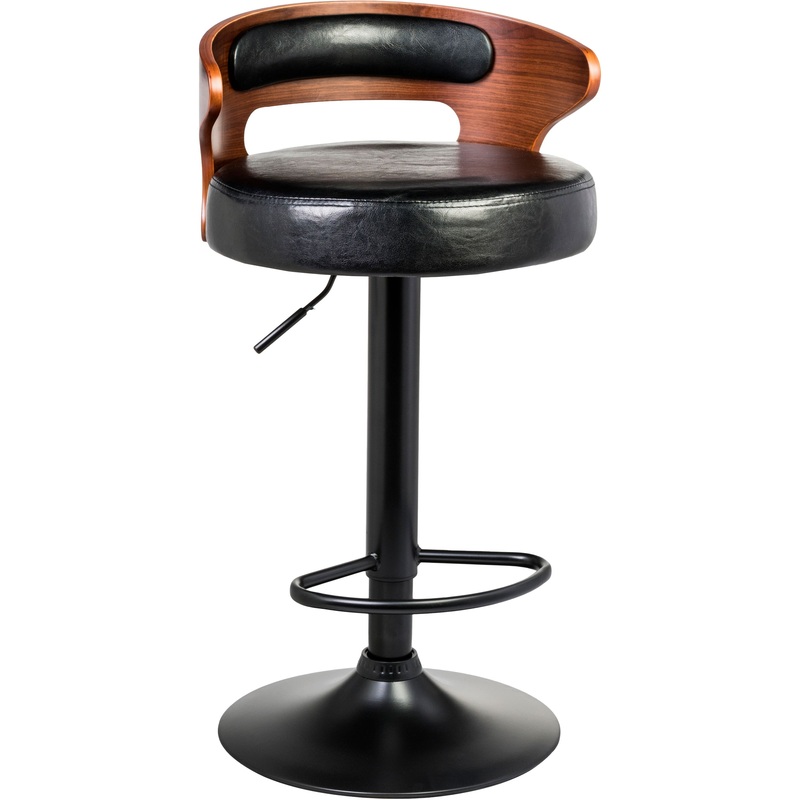 Изображение товара Стул барный черный из экокожи с регулировкой высоты и вращением, набор 2 шт