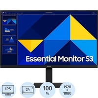 Монитор 24 Samsung Essential S3 S30GD чёрный (LS24D300GAIXCI)