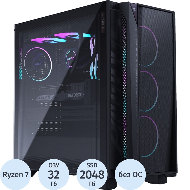 Изображение товара Системный блок игровой Aorus Prime 5 AORUS PRIME 5 Ryzen 7 9800X3D/DDR5 32 ГБ/nVidia GeForce RTX 5070 Ti 16384 ГБ/SSD 2048 ГБ/без ОС (AP5A7N7T-5105)