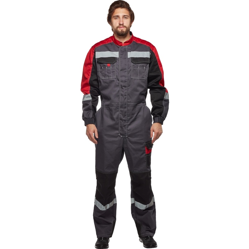 Изображение товара Комбинезон рабочий летний мужской Формула с СОП серый/красный (размер 52-54, рост 182-188)