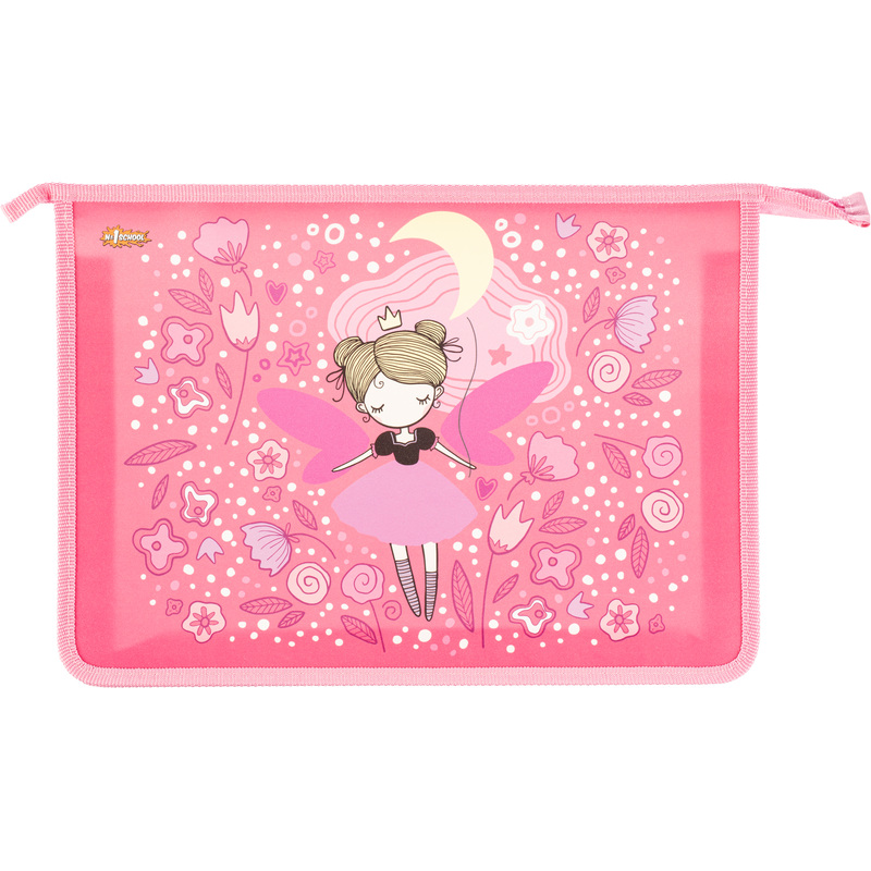 Изображение товара Папка для тетрадей Комус Класс Фея А4 пластиковая с молнией розовая