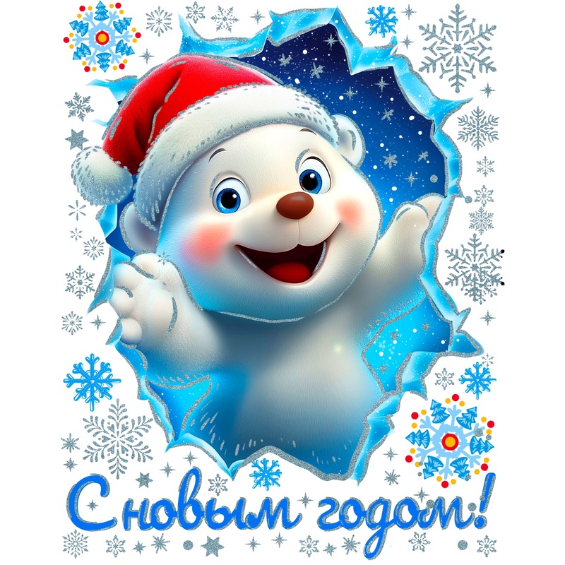 Изображение товара Новогодняя наклейка на окна Magic Time 38x30 см яркое праздничное оформление