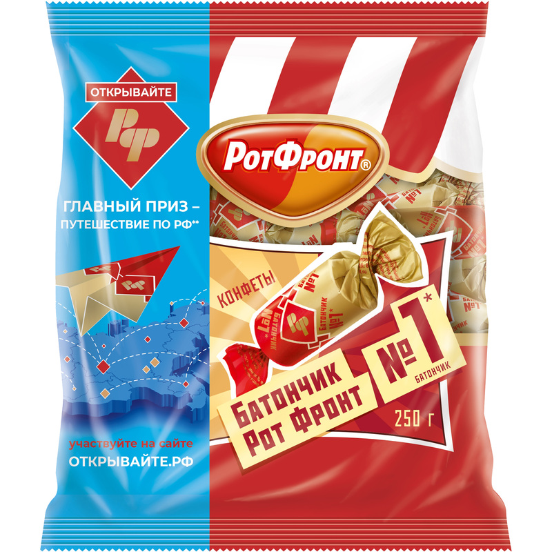 Изображение товара Конфеты Рот Фронт Батончики 250 г с орехово-сливочным вкусом