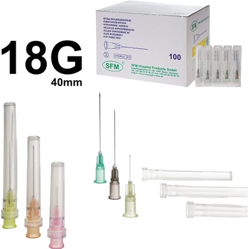 Изображение товара Игла инъекционная SFM 18G (1.2х40 мм, 100 штук в упаковке)