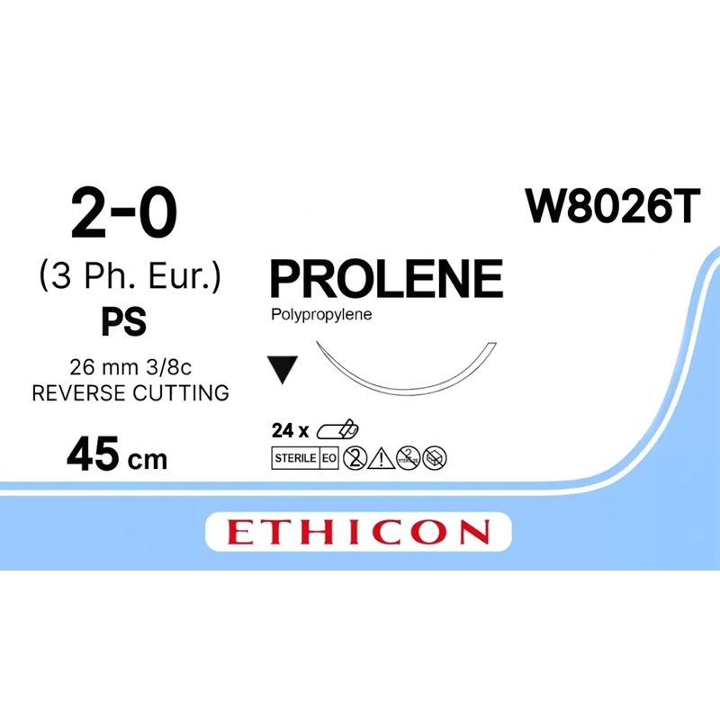 Изображение товара Шовный материал Пролен 2/0 обратно-режущая игла 26 мм 3/8 (24 шт)