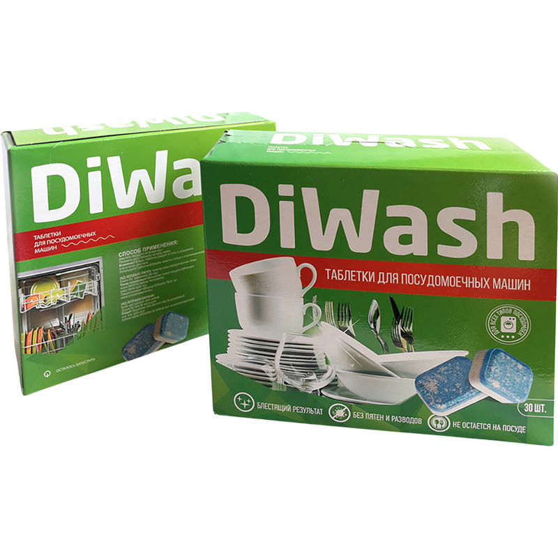 Изображение товара Таблетки для посудомоечных машин DiWash 30 штук в упаковке