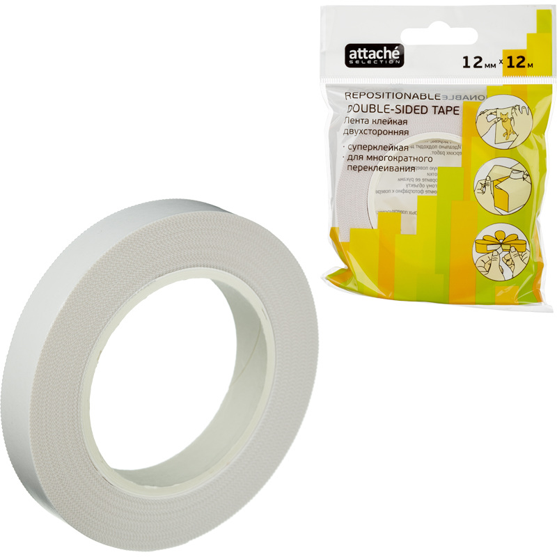 Изображение товара Клейкая двусторонняя канцелярская лента Attache Selection 12мм х 12м прозрачная