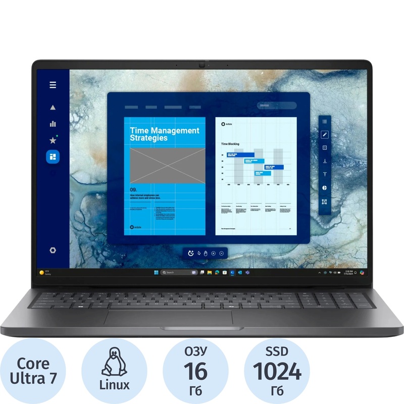 Изображение товара Ноутбук Dell Pro 16 PC16250 16" серый Intel Core Ultra 7 255U/16 ГБ/SSD 1024 ГБ (PRO16-7613) Изображение товара Ноутбук Dell Pro 16 PC16250 16" серый Intel Core Ultra 7 255U/16 ГБ/SSD 1024 ГБ (PRO16-7613)