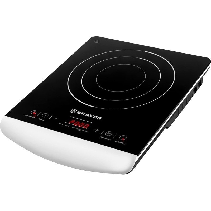 Изображение товара Настольная индукционная плита Brayer BR2801 серебристая с одной конфоркой стеклокерамика