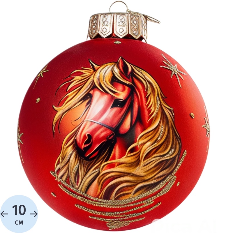 Изображение товара Ёлочный шар новогодний Коломеев Конь златогривый стекло оранжевый (диаметр 10 см)