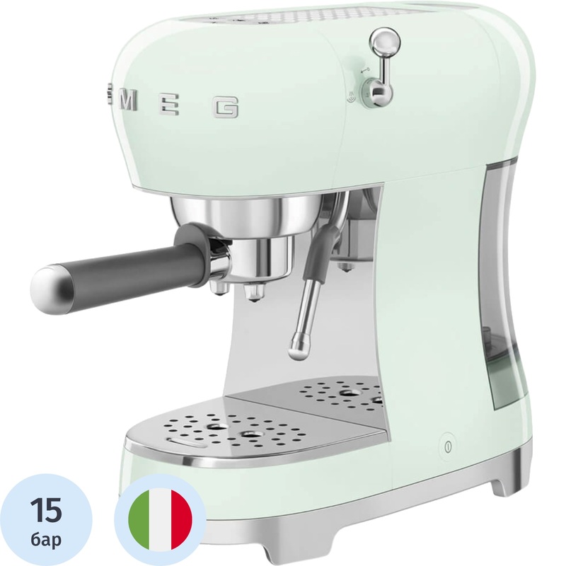Изображение товара Кофемашина (рожковая) с капучинатором Smeg ECF02PGEU зелёная