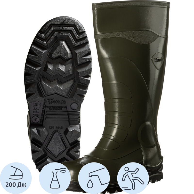 Изображение товара Сапоги рабочие мужские 173 ПВХ оливковые с металлическим подноском