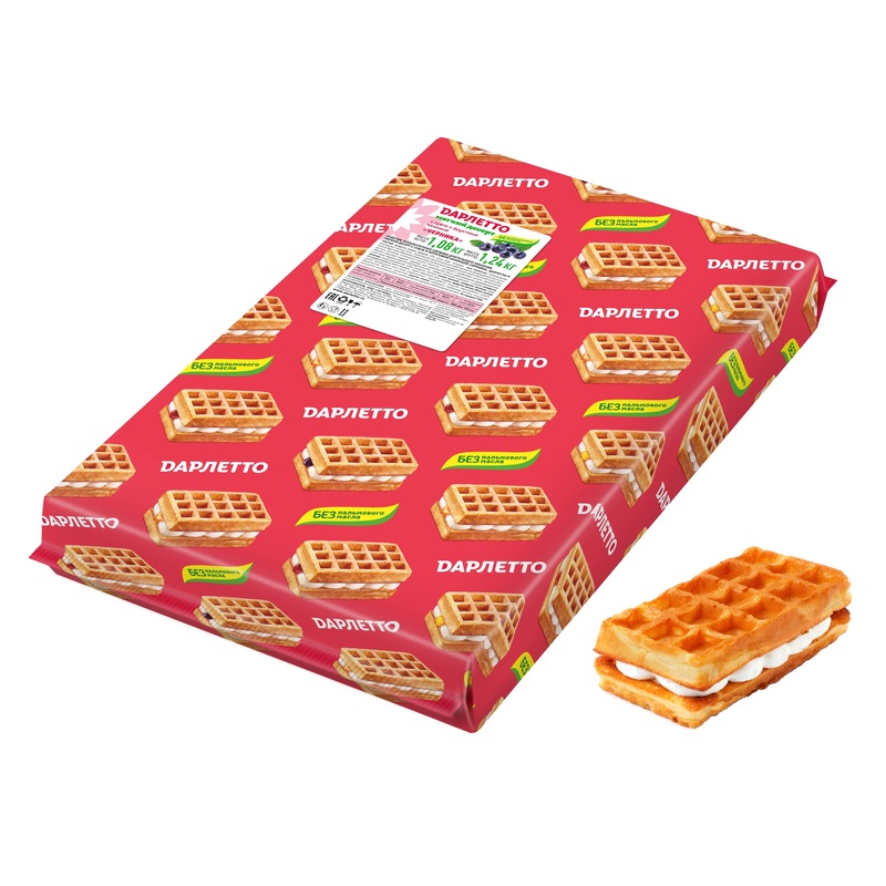 Изображение товара Мягкие вафли Дарлетто со сливками и черникой 1.08 кг Россия