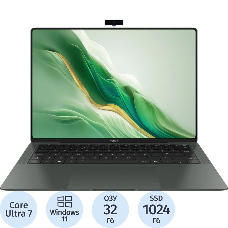 Изображение товара Ноутбук Honor MagicBook Art 14 MRA-721 14.6" зелёный Intel Core Ultra 7 155H/32 ГБ/SSD 1024 ГБ (5301AKXL)