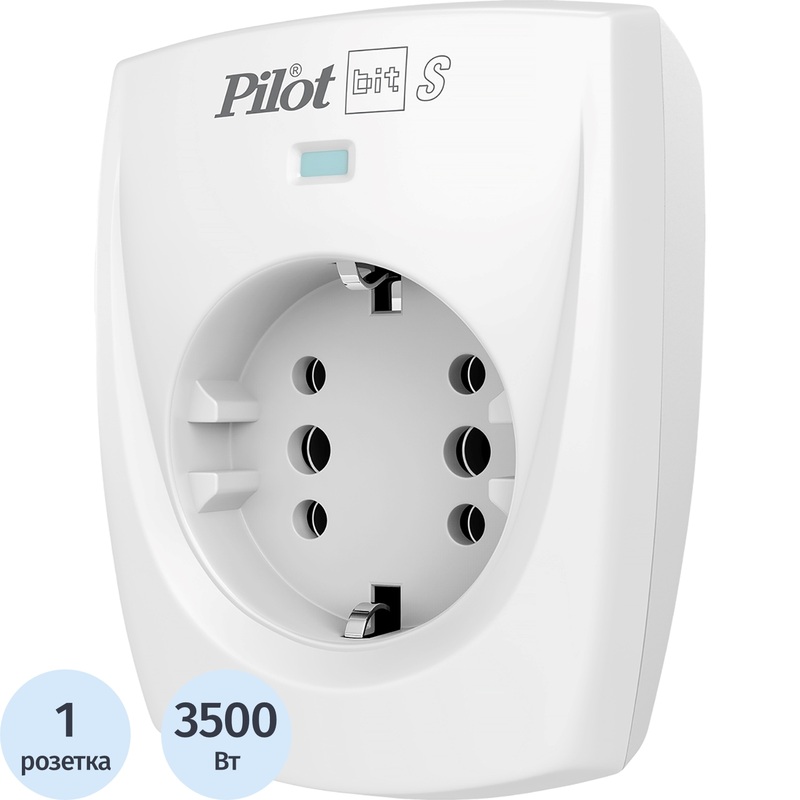 Изображение товара Сетевой фильтр ZIS Pilot bit S на 1 розетку, защита от перегрузки и короткого замыкания