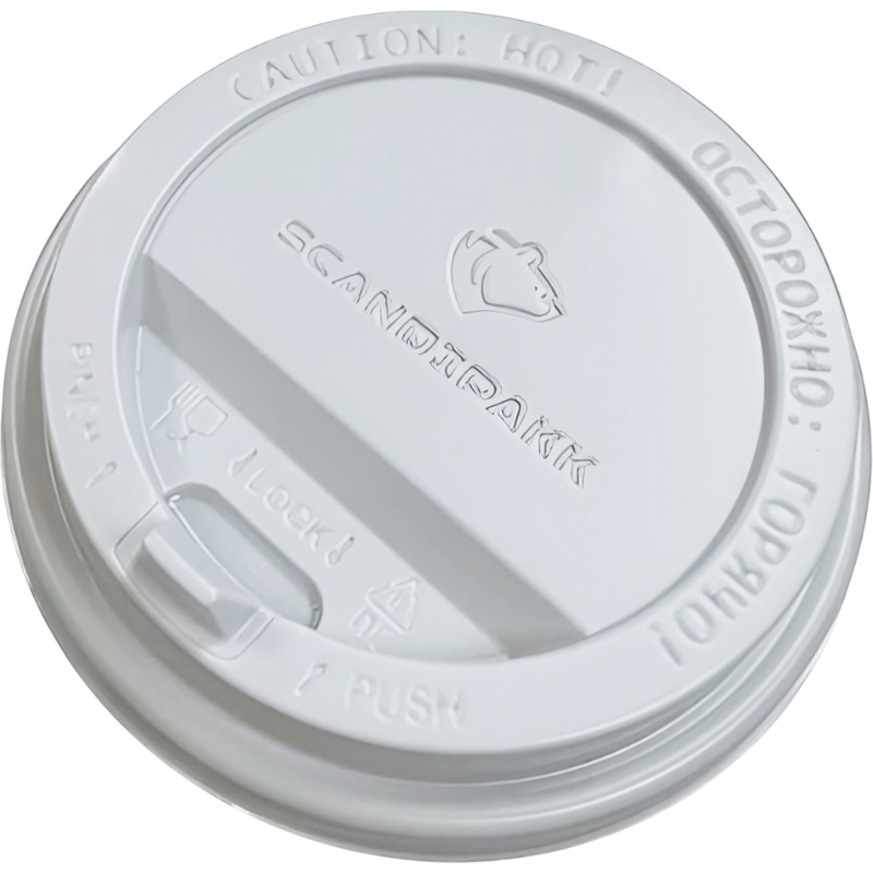 Изображение товара Крышка для стакана Сканди Пакк 90 мм из полистирола с носиком, 1000 штук