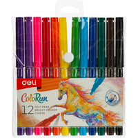 Фломастеры Deli ColoRun 12 цветов с вентилируемыми колпачками смываемые  (EC10003)