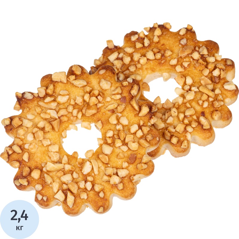 Изображение товара Печенье песочное Дымка Кольцо с орехами 2,4 кг ореховое вкусное рассыпчатое