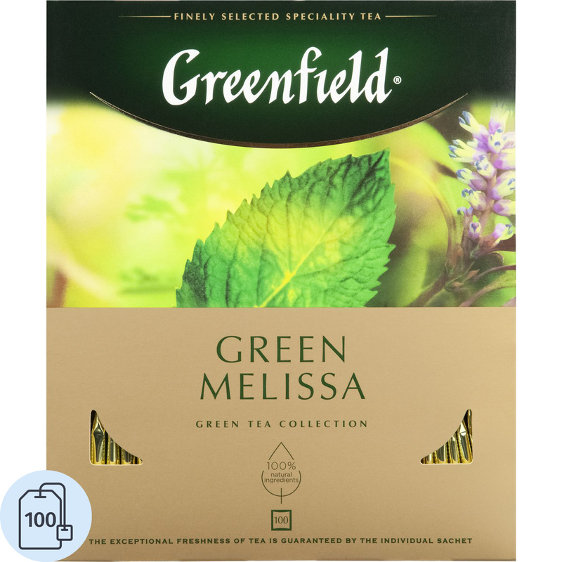 Изображение товара Зеленый чай Greenfield Green Melissa в пакетиках 100 шт. Россия